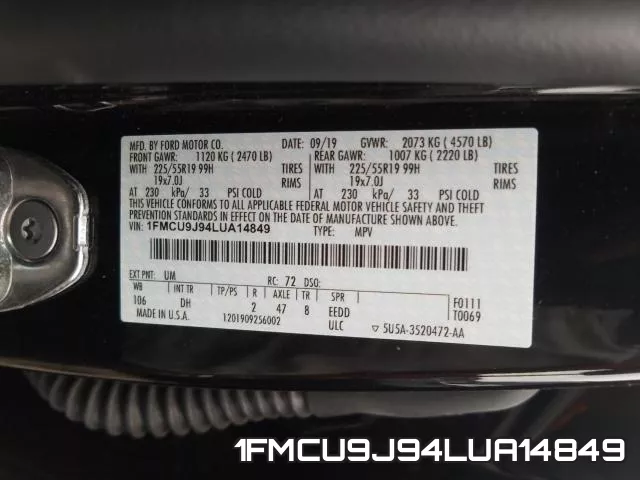 1FMCU9J94LUA14849 фото 2