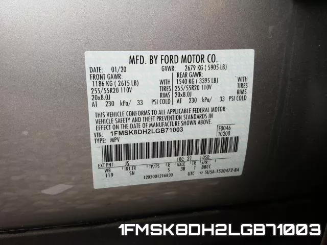 1FMSK8DH2LGB71003 фото 2