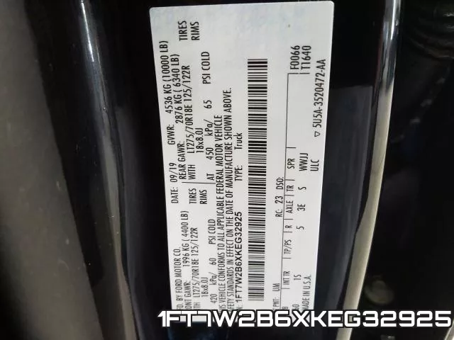 1FT7W2B6XKEG32925 фото 2