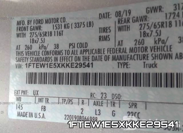 1FTEW1E5XKKE29541 фото 10