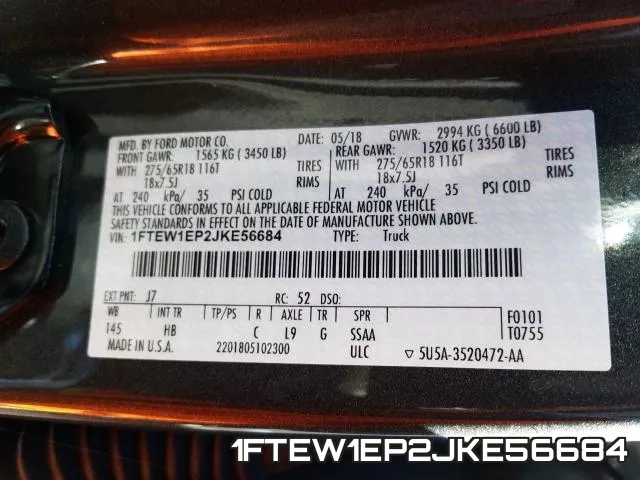 1FTEW1EP2JKE56684 фото 2