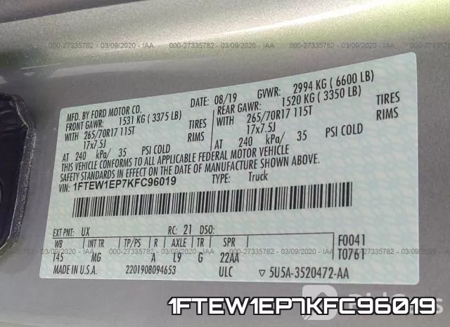 1FTEW1EP7KFC96019 фото 10