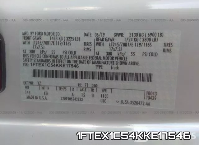 1FTEX1C54KKE17546 фото 10
