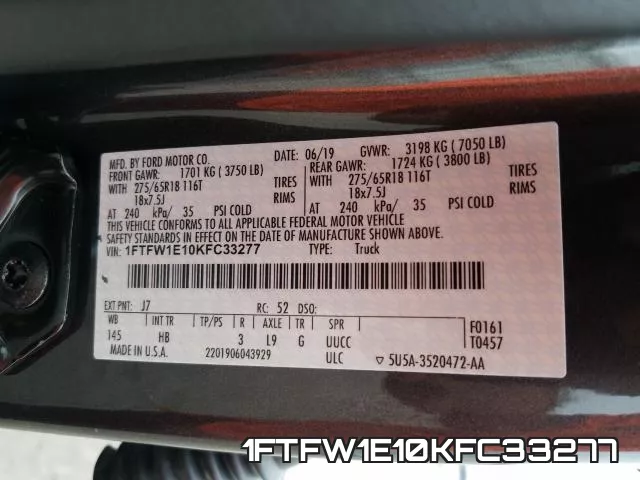 1FTFW1E10KFC33277 фото 2