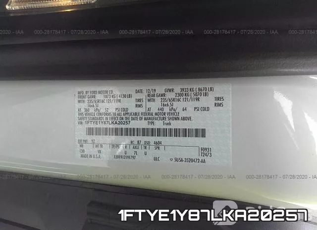 1FTYE1Y87LKA20257 фото 10