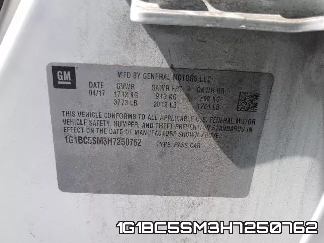 1G1BC5SM3H7250762 фото 2