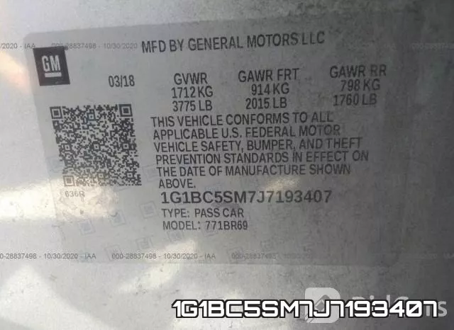1G1BC5SM7J7193407 фото 10