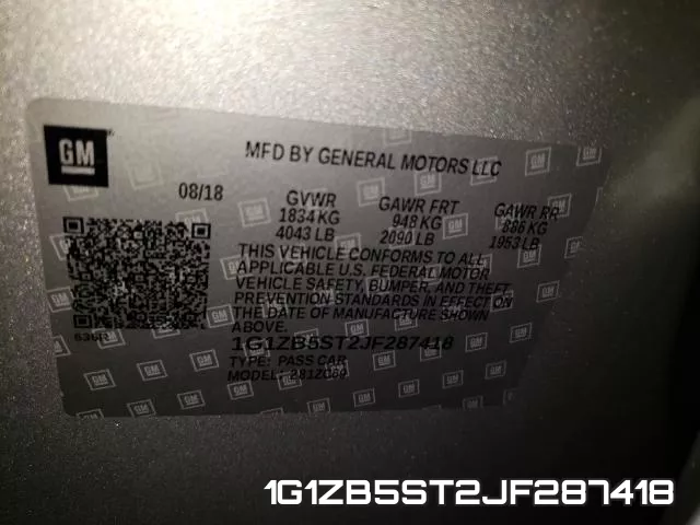 1G1ZB5ST2JF287418 фото 2
