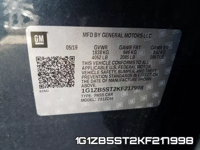 1G1ZB5ST2KF217998 фото 2