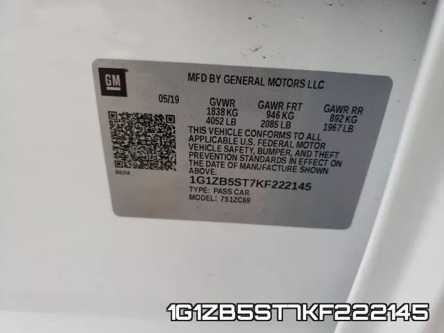 1G1ZB5ST7KF222145 фото 2
