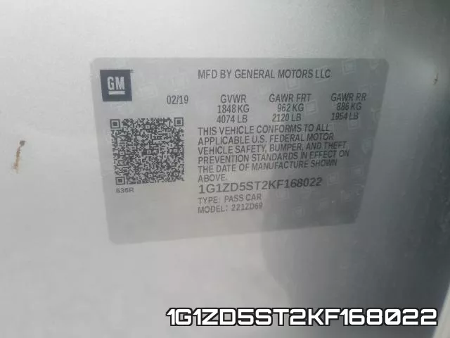 1G1ZD5ST2KF168022 фото 2