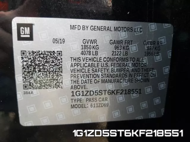 1G1ZD5ST6KF218551 фото 2