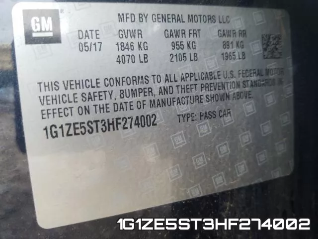 1G1ZE5ST3HF274002 фото 2