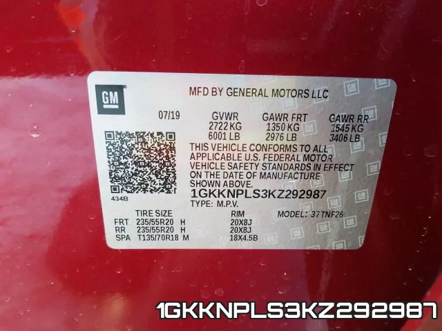 1GKKNPLS3KZ292987 фото 2