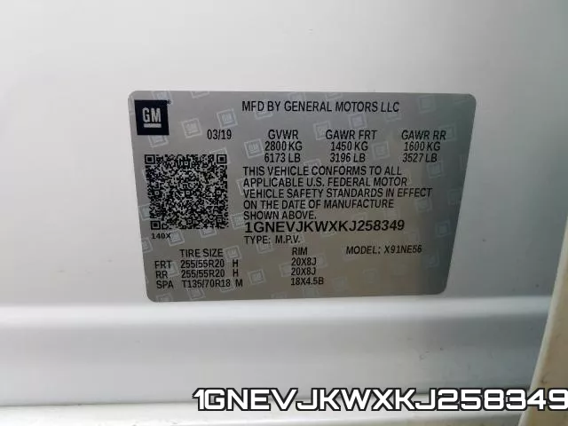 1GNEVJKWXKJ258349 фото 2