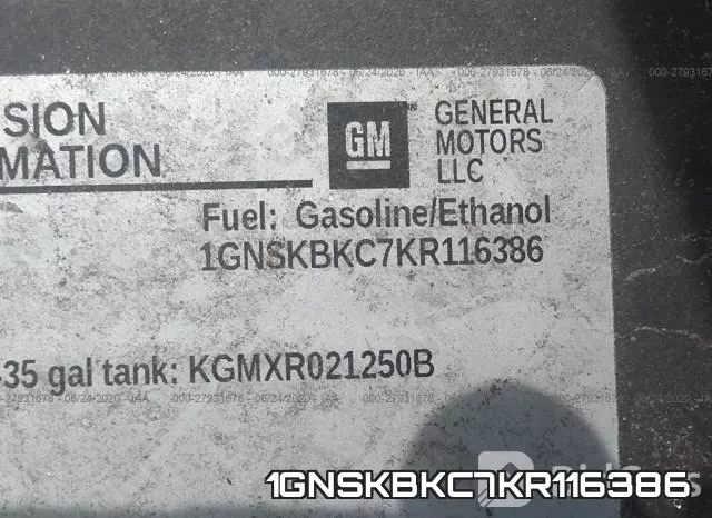 1GNSKBKC7KR116386 фото 10