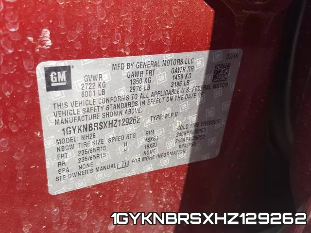 1GYKNBRSXHZ129262 фото 2