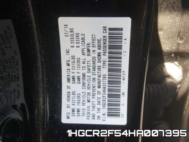 1HGCR2F54HA007395 фото 2