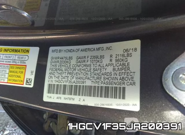 1HGCV1F35JA200391 фото 10