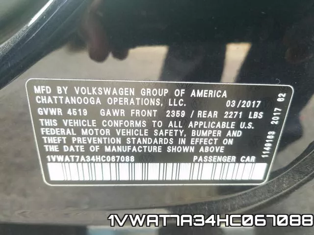 1VWAT7A34HC067088 фото 2