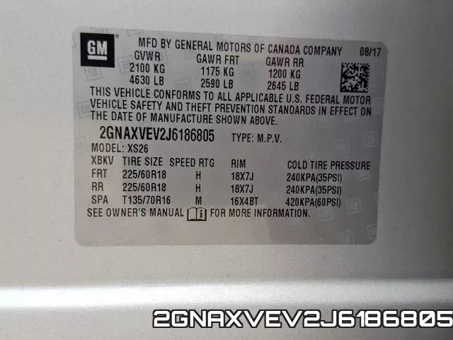 2GNAXVEV2J6186805 фото 2