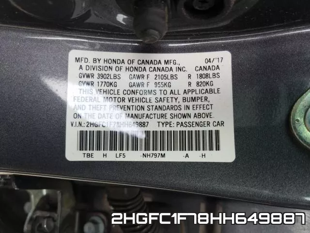 2HGFC1F78HH649887 фото 2