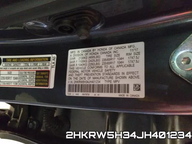 2HKRW5H34JH401234 фото 2