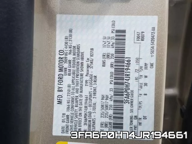 3FA6P0H74JR194661 фото 2
