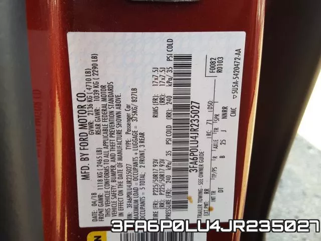 3FA6P0LU4JR235027 фото 2