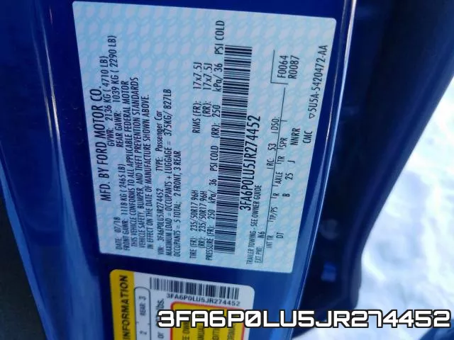 3FA6P0LU5JR274452 фото 2