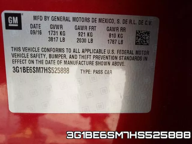 3G1BE6SM7HS525888 фото 2