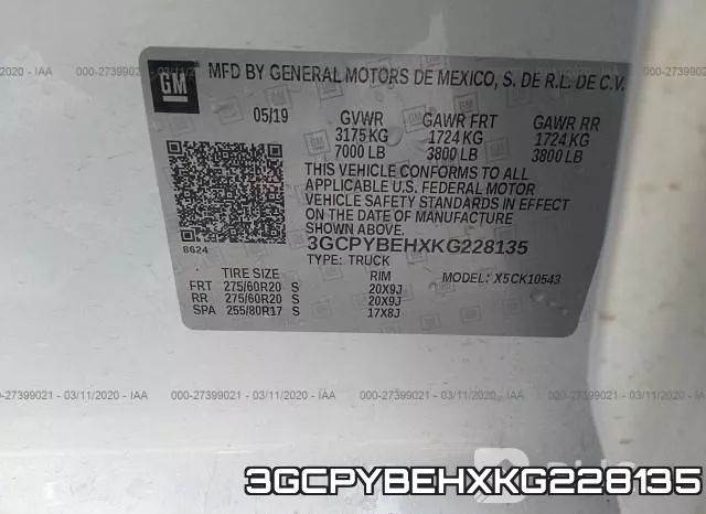 3GCPYBEHXKG228135 фото 10