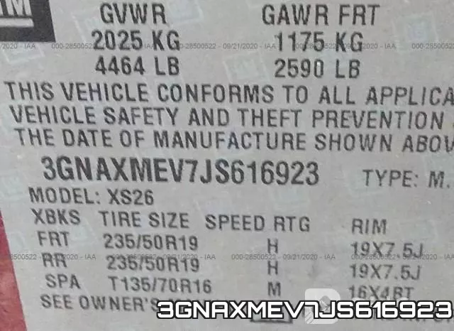 3GNAXMEV7JS616923 фото 10