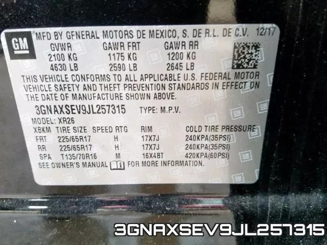 3GNAXSEV9JL257315 фото 2