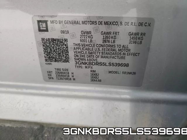 3GNKBDRS5LS539698 фото 2