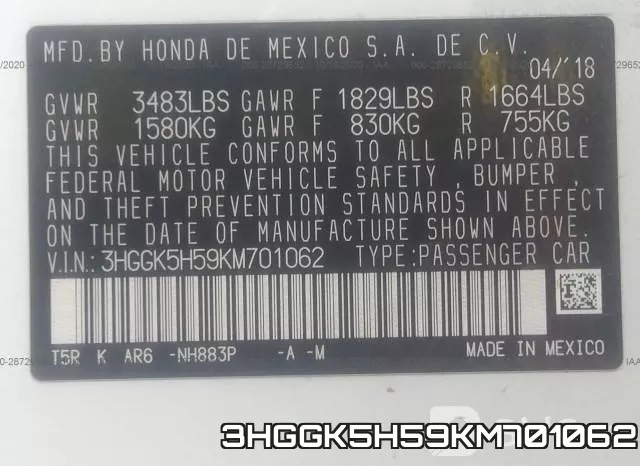 3HGGK5H59KM701062 фото 10