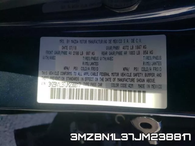 3MZBN1L37JM238817 фото 2