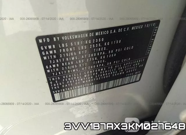 3VV1B7AX3KM027648 фото 10