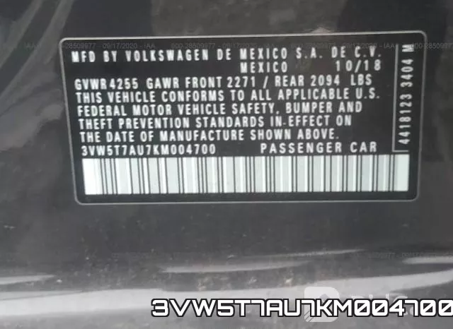 3VW5T7AU7KM004700 фото 9