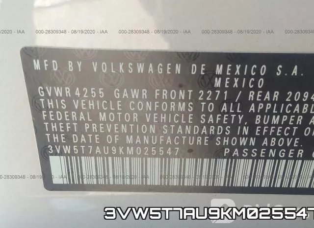 3VW5T7AU9KM025547 фото 10