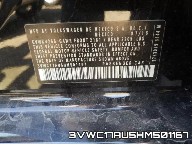 3VWC17AU5HM501167 фото 2