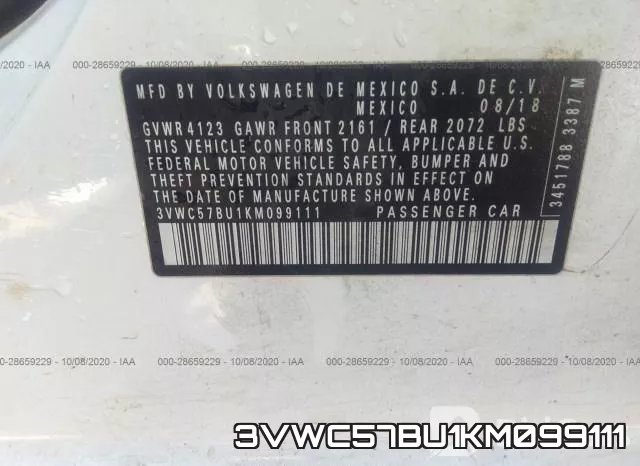 3VWC57BU1KM099111 фото 10