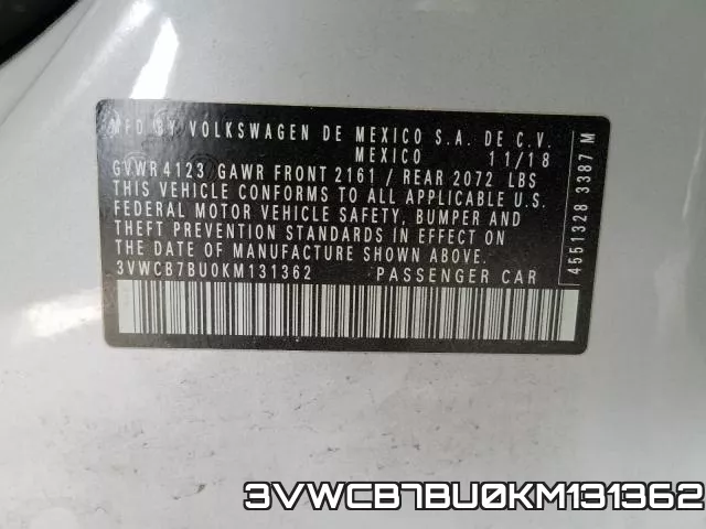 3VWCB7BU0KM131362 фото 2