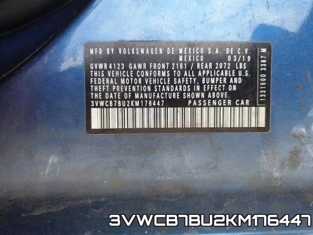 3VWCB7BU2KM176447 фото 2