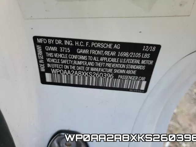 WP0AA2A8XKS260396 фото 2