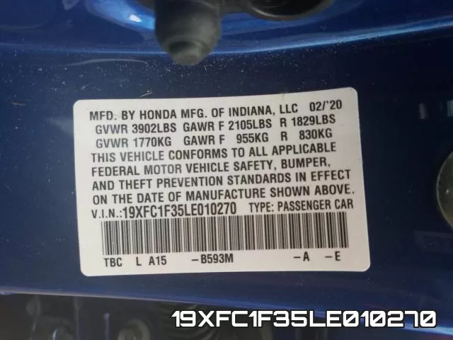 19XFC1F35LE010270 фото 2