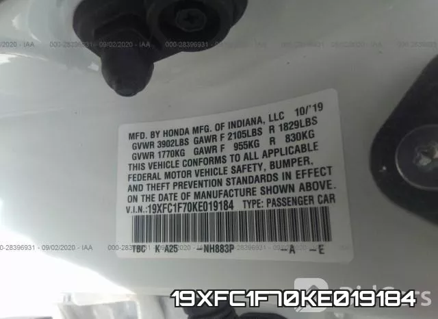 19XFC1F70KE019184 фото 8