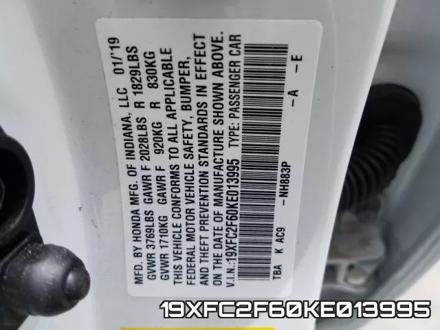 19XFC2F60KE013995 фото 2