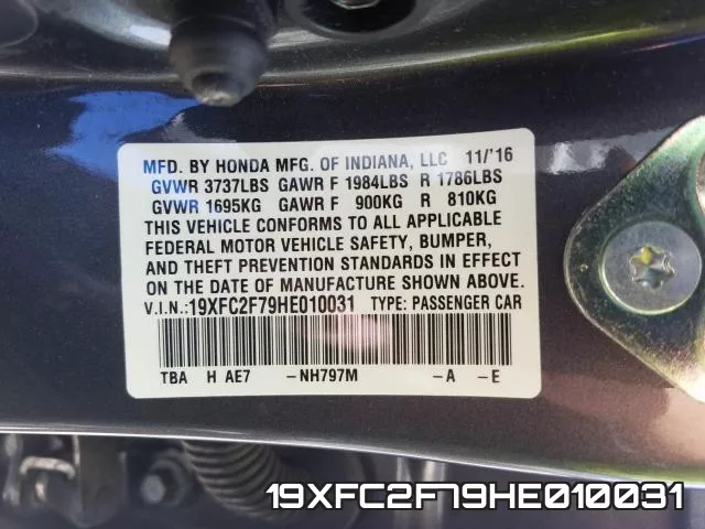 19XFC2F79HE010031 фото 2