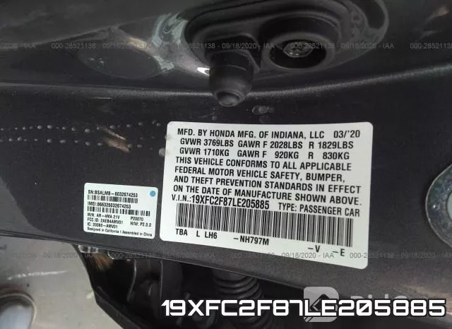 19XFC2F87LE205885 фото 10